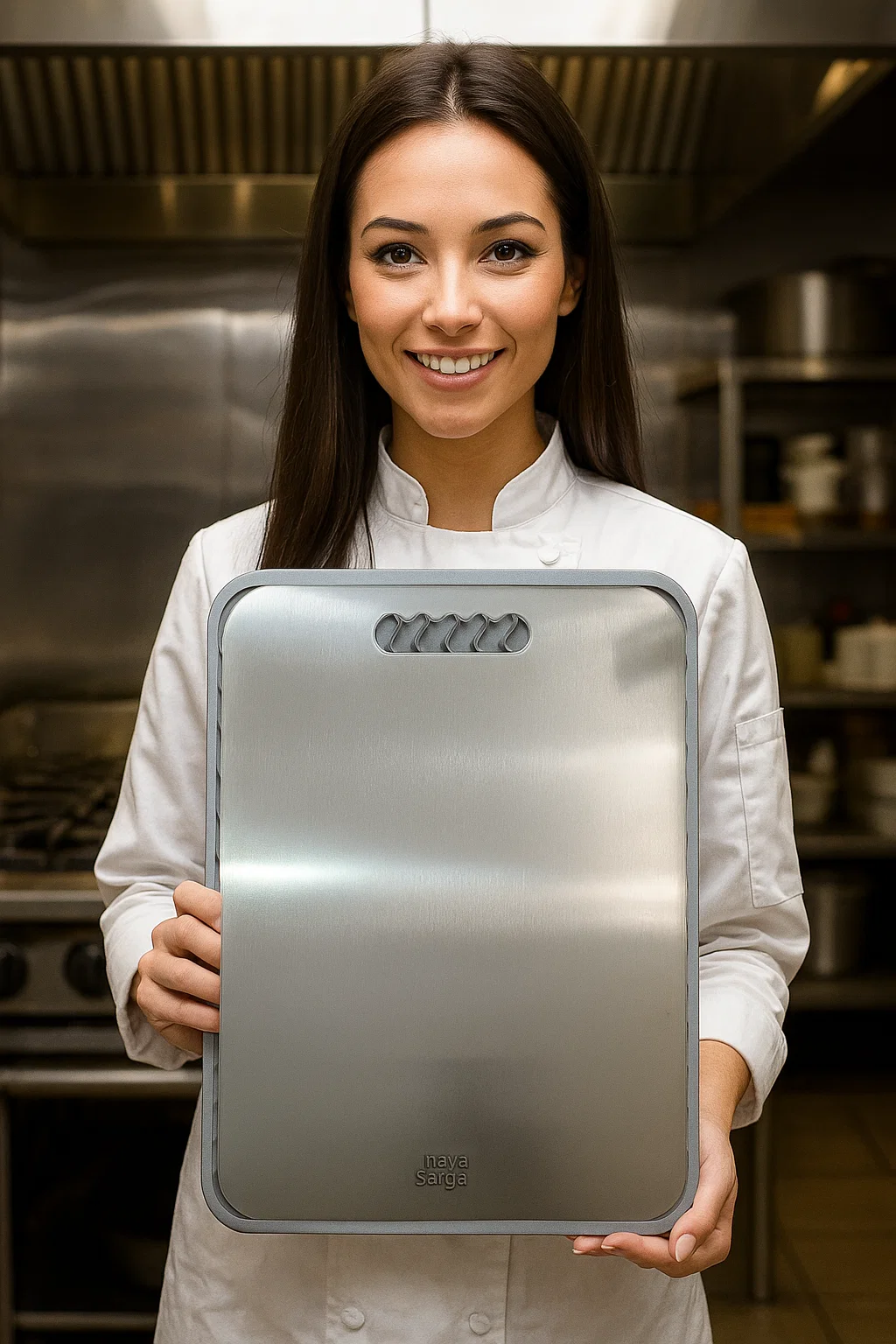Titanium board held by chef