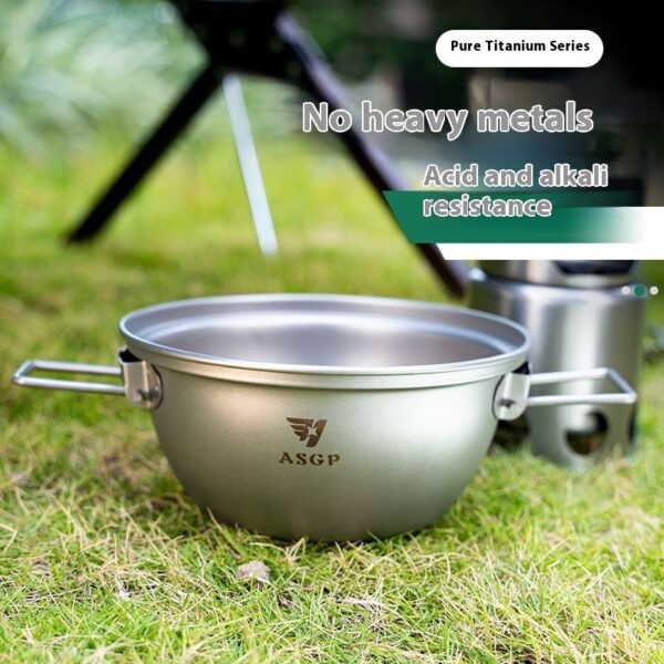Outdoor Titanium Wok Pure Titanium Camping Pot With Lid Portable