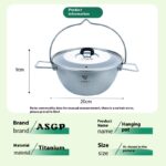 Outdoor Titanium Wok Pure Titanium Camping Pot With Lid Portable