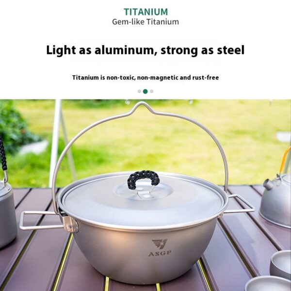 Outdoor Titanium Wok Pure Titanium Camping Pot With Lid Portable